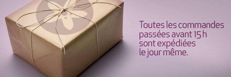 Toutes les commandes passées avant 15h sont expédiées le jour même.